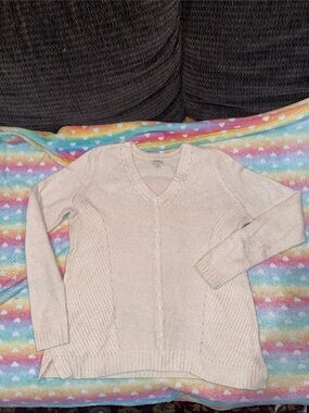 Women’s Sonoma Pale Pink V-Neck Cable Knit Sweater. Size XL, like new! Soft